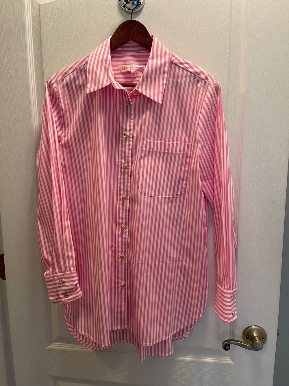 Women’s Pink Stripe Button-Up Shirt